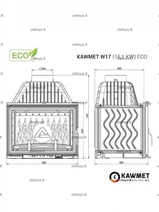 Židinys KAWMET W17 3