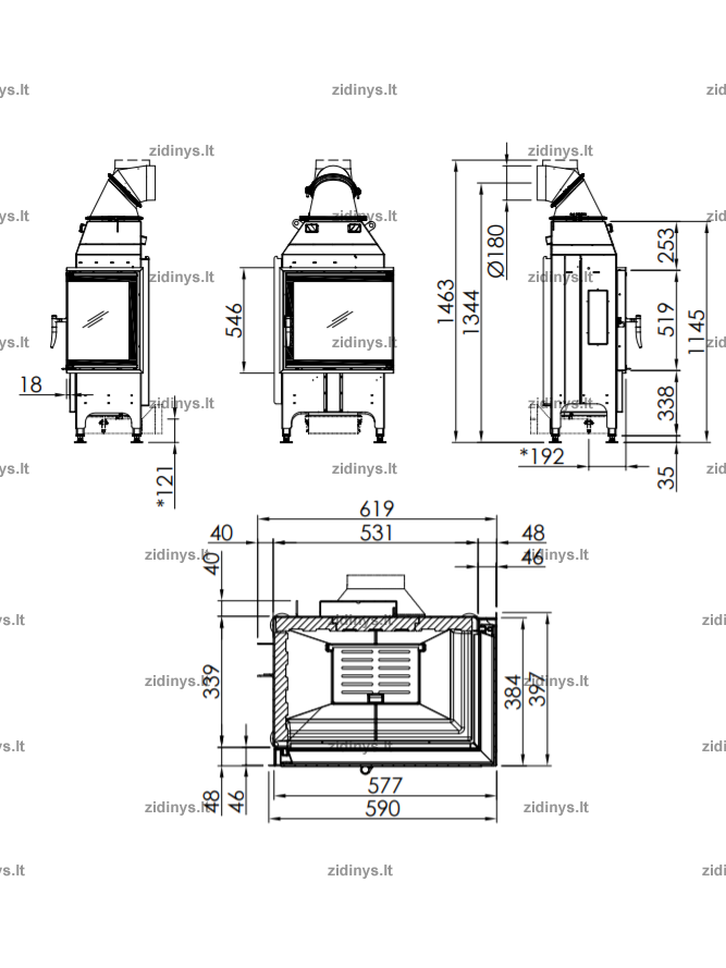 Židinio ugniakuras SPARTHERM Varia 2R-55h-4S 1 Židinio ugniakuras SPARTHERM Varia 2R-55h-4S 1