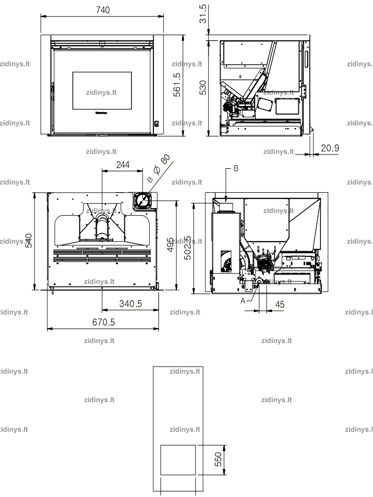 Židinio kapsulė EXTRAFLAME Comfort P70 Air 1 Židinio kapsulė EXTRAFLAME Comfort P70 Air 1