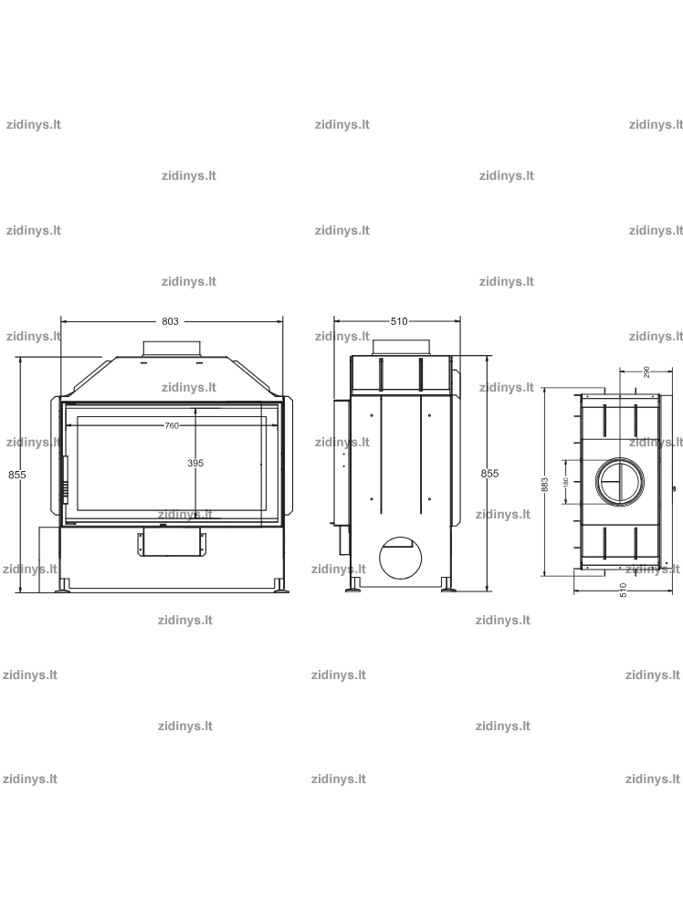Židinys Acaminetti Flat 70 open side 2