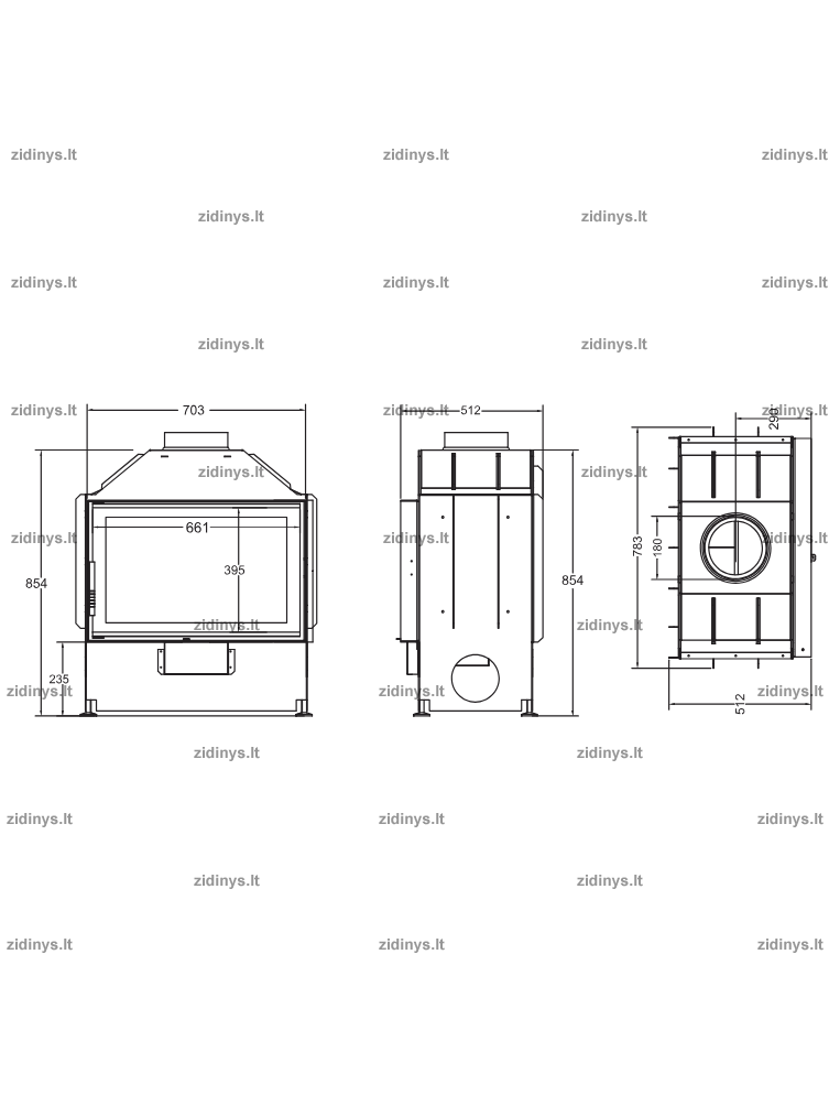 Židinys Acaminetti Flat 60 open side 1 Židinys Acaminetti Flat 60 open side 1