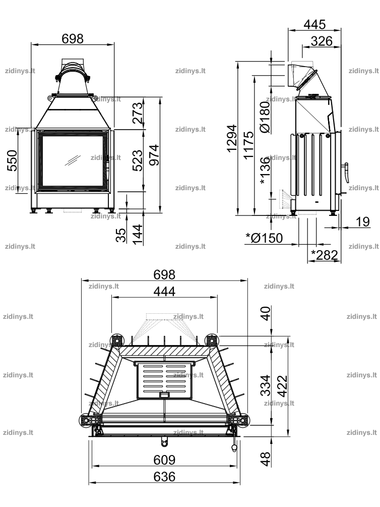 Židinio ugniakuras SPARTHERM Mini S51-4S 1 Židinio ugniakuras SPARTHERM Mini S51-4S 1